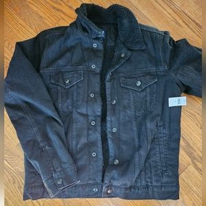 Men's black denim Gap jacket sherpa/fleece lined size medium